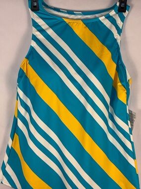 Land’s End Swim Top, Size 14, White, Yellow and Blue, NWT
